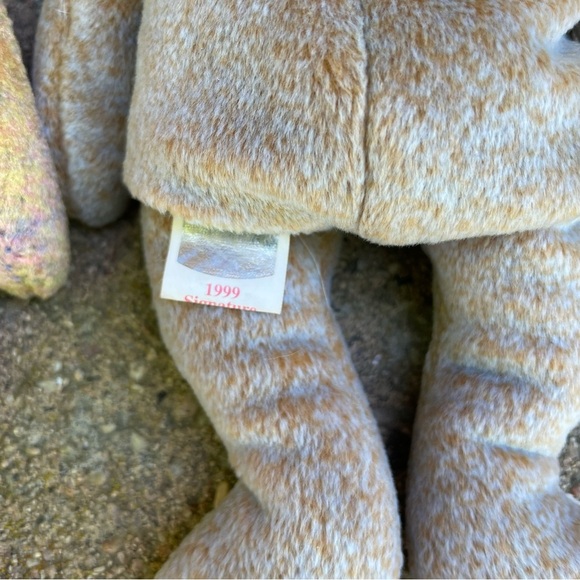 TY Clubby III and Signature 1999 Beanie Baby Plush Teddy Bear Set Cream Tan - Picture 4 of 5